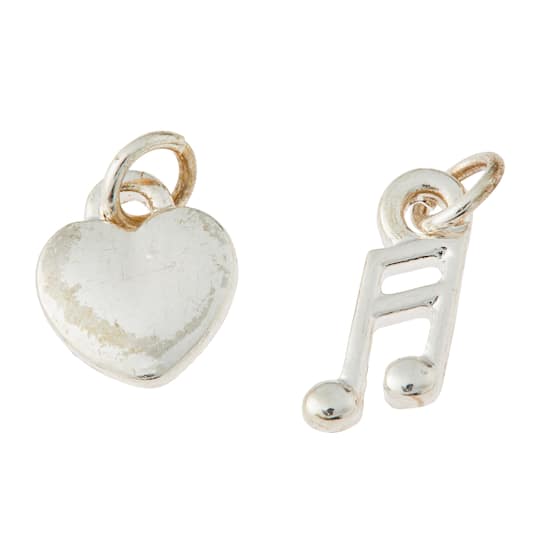 Charmalong&#x2122; Silver-Plated Musical Note &#x26; Heart by Bead Landing&#x2122;